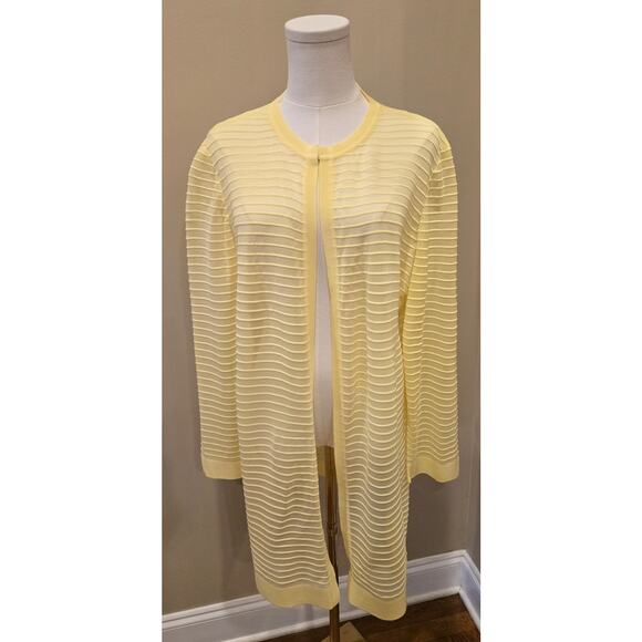 Ming Wang Open Cardigan Duster Sweater One Hook Closure Yellow Lightweight XL - Picture 2 of 9